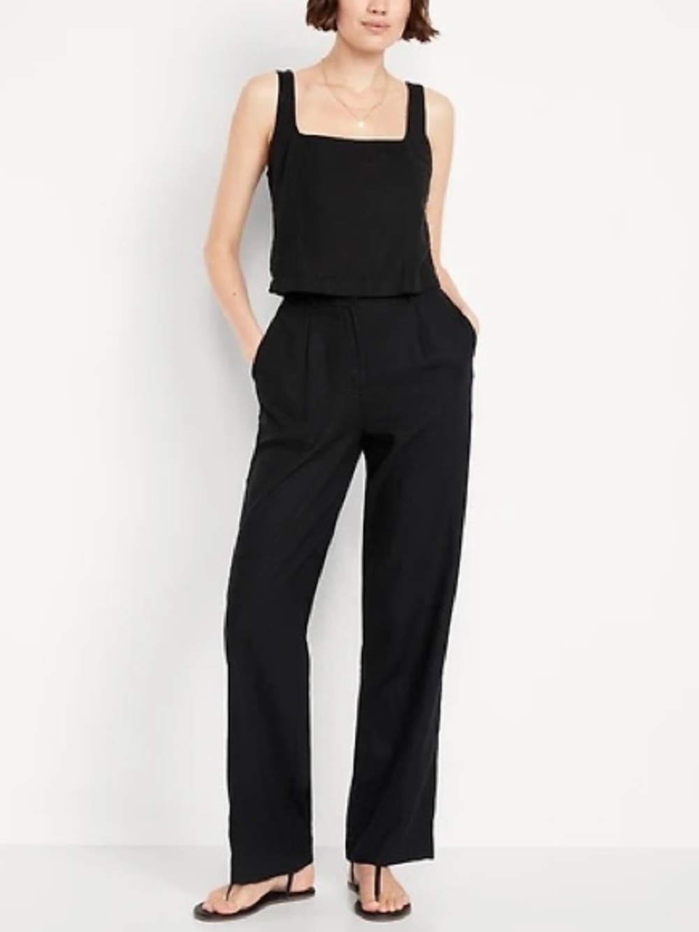 Old Navy High Waist Linen-Blend Wide Leg Pants